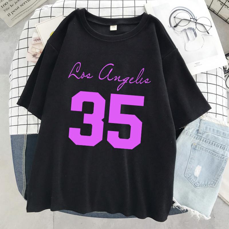 Футболка с принтом Los Angeles Jersey Number 35 женская, дышащая, уличная, с коротким рукавом, в стиле хип-хоп, классная, уличная, повседневная, модная футболка XS 
Футболка с принтом Los Angeles Jersey Number 35 женская, дышащая, уличная, с коротким рукавом, в стиле хип-хоп, классная, уличная, повседневная, модная футболка XS