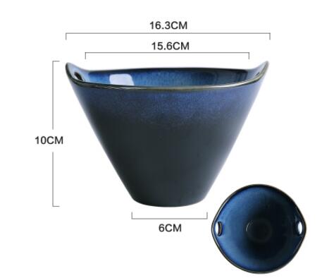 Deep Blue European Personality Bowl with Handle Ceramic Bowl Irregular Salad Large Bowl for Home
Deep Blue European Personality Bowl with Handle Ceramic Bowl Irregular Salad Large Bowl for Home