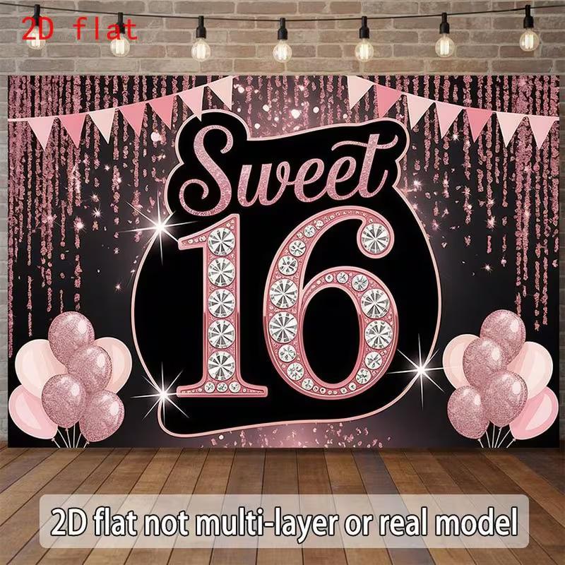 2D Sweet 16 Backdrop, Black and Pink Glitter Diamond Photo Background for Girls 16th Birthday Party Decor 47.2x31.5inch/120*80cm
2D Sweet 16 Backdrop, Black and Pink Glitter Diamond Photo Background for Girls 16th Birthday Party Decor 47.2x31.5inch/120*80cm