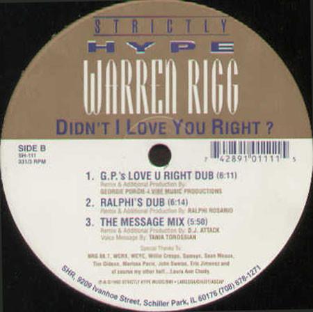 12-дюймовая пластинка WARREN RIGG - Didn t I Love You Right SH111 STRICTLY HYPE R 1993 США Танцевальная и Электронная Бывшая в употреблении
12-дюймовая пластинка WARREN RIGG - Didn t I Love You Right SH111 STRICTLY HYPE R 1993 США Танцевальная и Электронная Бывшая в употреблении