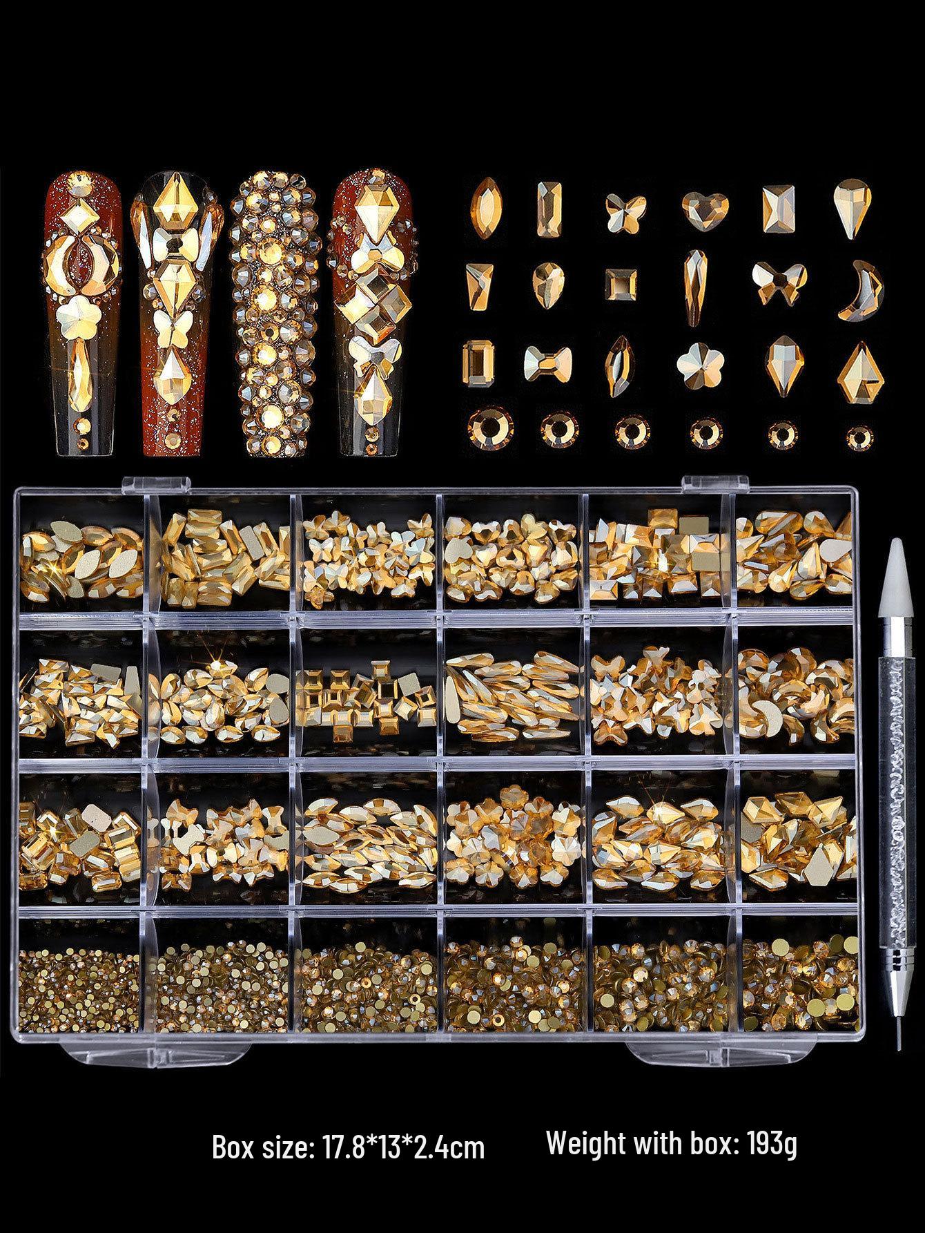 Iridescent Nail Art Rhinestone Set: 24 Grids of Mixed Super Sparkle Flat-Back Rhinestones in Special Shapes with Box Packaging.
Iridescent Nail Art Rhinestone Set: 24 Grids of Mixed Super Sparkle Flat-Back Rhinestones in Special Shapes with Box Packaging.