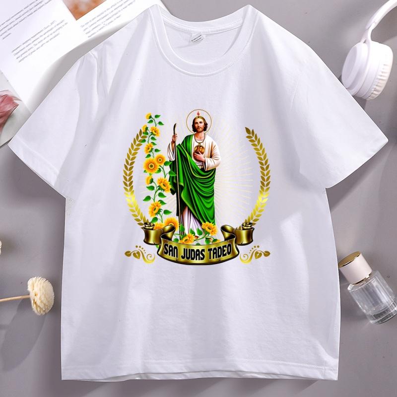 San Judas Tadeo TShirt Unisex Women Vintage Jesus Cotton Short Sleeve Round Neck T Shirt Funny Soft Breathable Graphic Tees Tops 4XL
San Judas Tadeo TShirt Unisex Women Vintage Jesus Cotton Short Sleeve Round Neck T Shirt Funny Soft Breathable Graphic Tees Tops 4XL