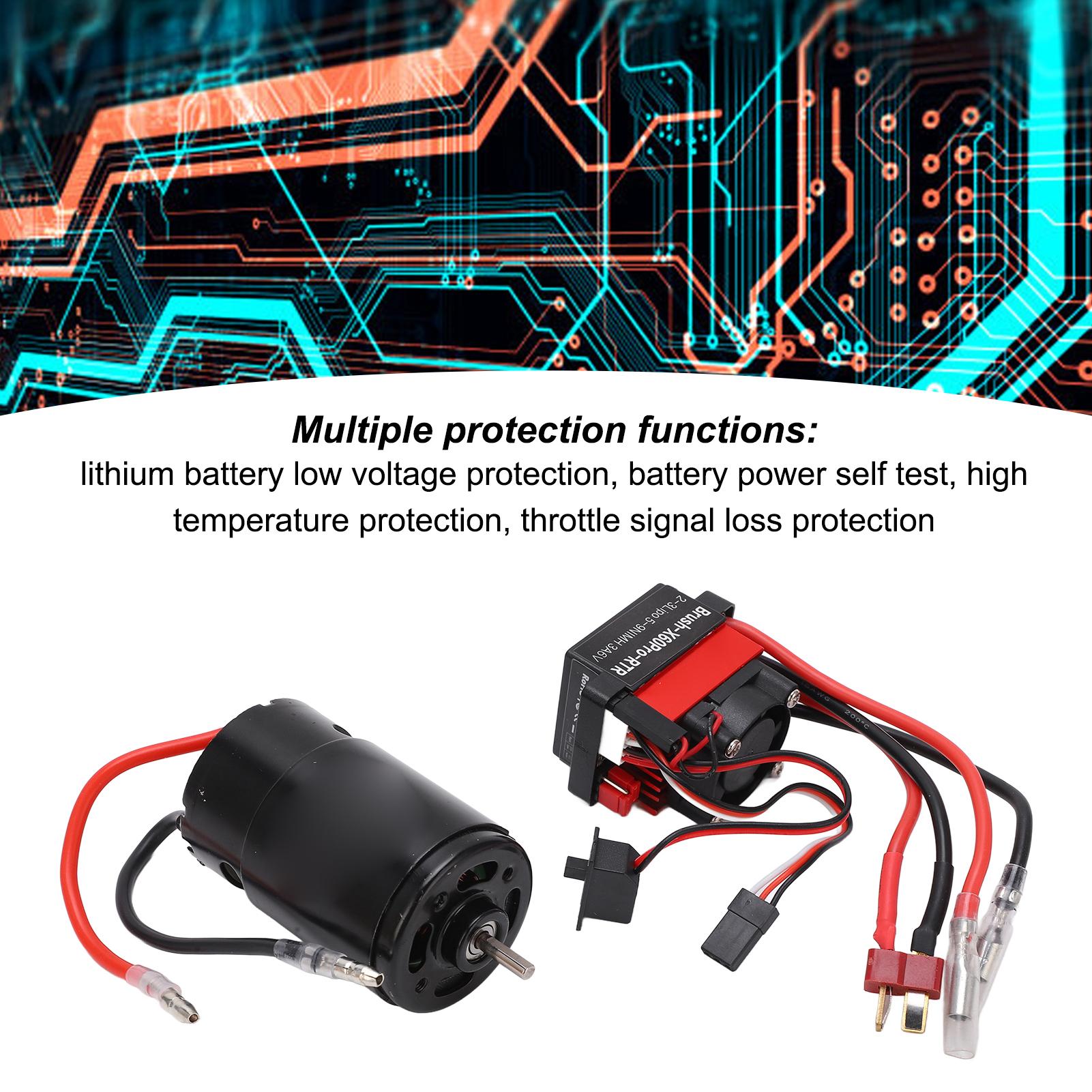 550 21t Motor 60A Waterproof Two Way Brushed ESC Kit for SCX10 1/10 Remote Control Car Upgrade Parts
550 21t Motor 60A Waterproof Two Way Brushed ESC Kit for SCX10 1/10 Remote Control Car Upgrade Parts