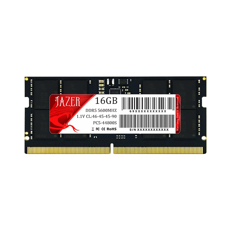 JAZER DDR5 16GB 5600MHz Memory Laptop Expansion Memory CL46 SODIMM 262Pin ECC Laptop Memory RAM Computer Memory Single Rank (PC5-44800) 1.1V On-die
JAZER DDR5 16GB 5600MHz Memory Laptop Expansion Memory CL46 SODIMM 262Pin ECC Laptop Memory RAM Computer Memory Single Rank (PC5-44800) 1.1V On-die