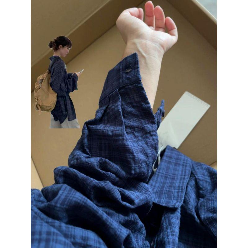 American vintage Stripe Plaid Shirts Women 2025 New Design Sense Niche Long sleeve Shirt Cardigan Top Outerwear Dark blue S
American vintage Stripe Plaid Shirts Women 2025 New Design Sense Niche Long sleeve Shirt Cardigan Top Outerwear Dark blue S