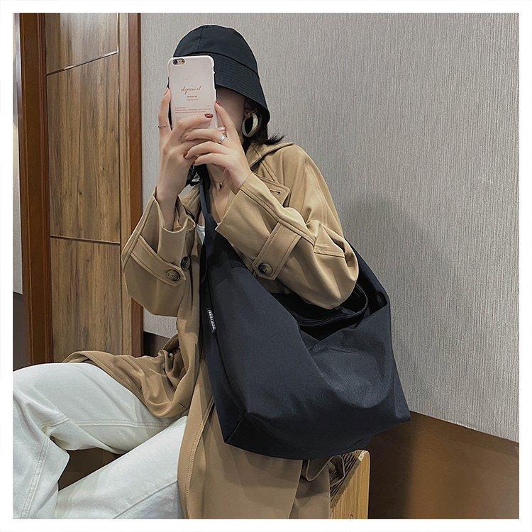 Водонепроницаемая сумка, большая вместительная холщовая сумка, женская сумка-мессенджер, корейская студенческая Harajuku, японская большая сумка на одно плечо, большая сумка чёрный