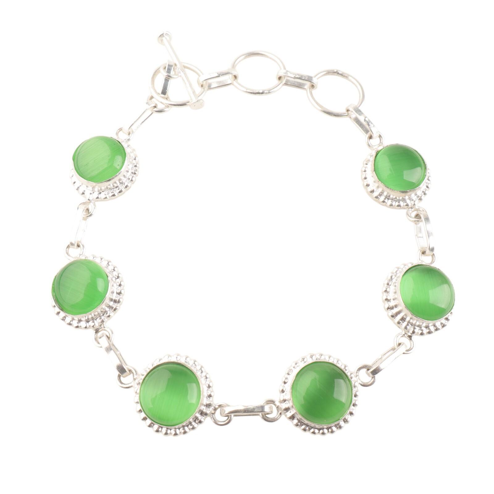Natural Green Cat s Eye Gemstone 925 Sterling Silver Jewelry Handmade Bracelet RB-9-36
Natural Green Cat s Eye Gemstone 925 Sterling Silver Jewelry Handmade Bracelet RB-9-36