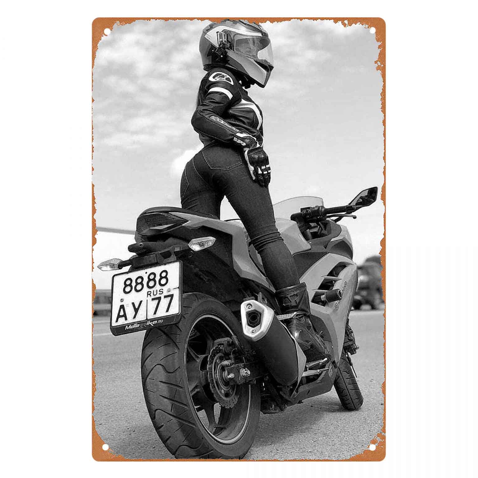 Motorcycle Beauty with Fierce Road Spirit Vintage Metal Wall Sign Decor 20x30cm
Motorcycle Beauty with Fierce Road Spirit Vintage Metal Wall Sign Decor 20x30cm
