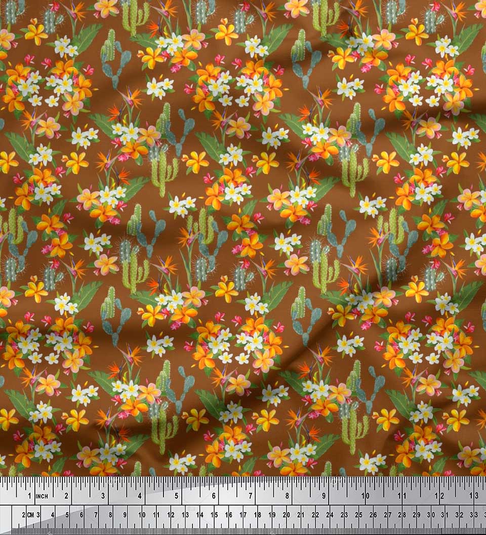 Тканина для рукоділля Soimoi Japan Crepe Satin Кактус, листя та плюмерія з квітковим принтом на метри 42 дюйма 42 Inch Wide - Poly Crepe коричневий
Тканина для рукоділля Soimoi Japan Crepe Satin Кактус, листя та плюмерія з квітковим принтом на метри 42 дюйма 42 Inch Wide - Poly Crepe коричневий