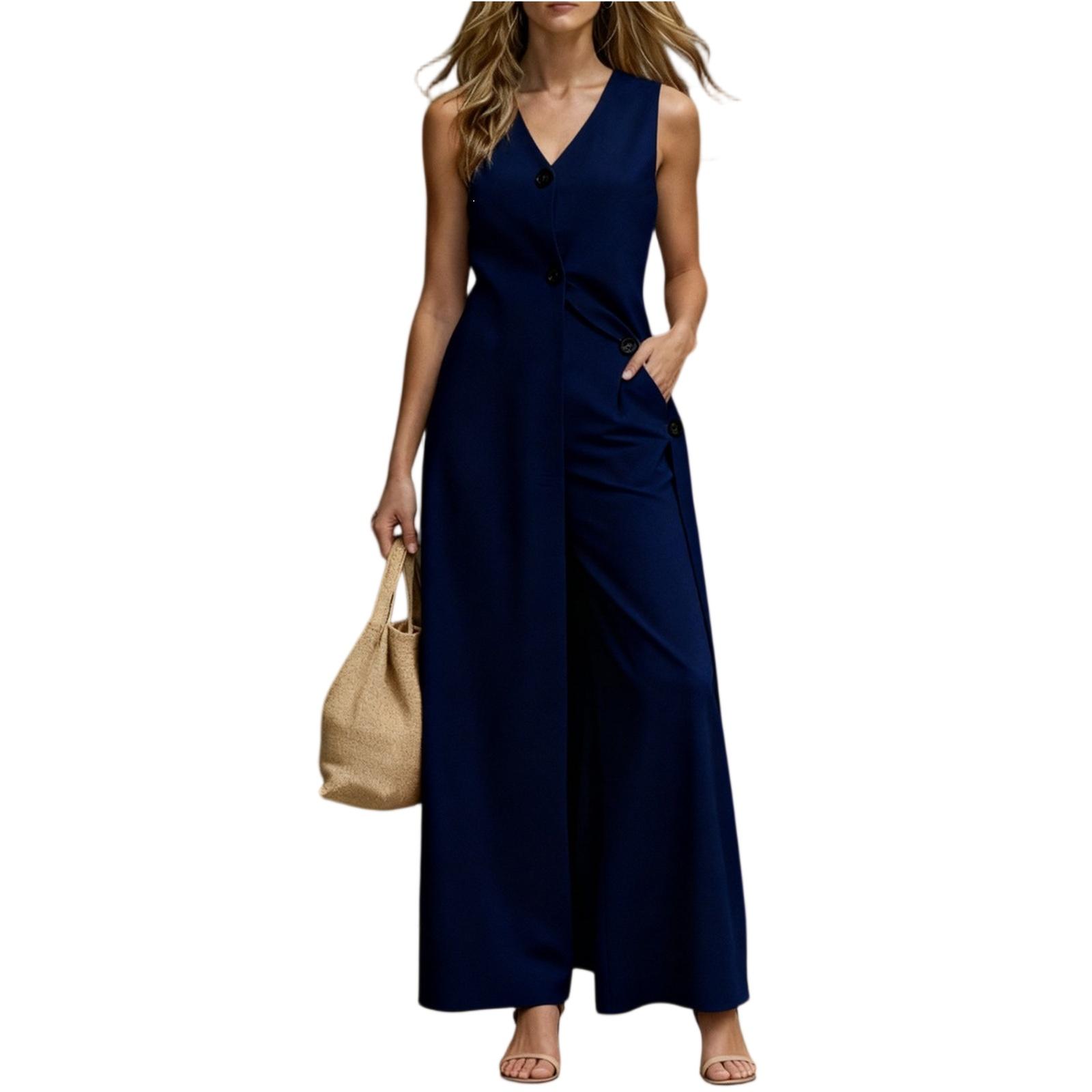 Sleeveless Wide Leg Jumpsuit for Women Long Length Button Front Two Piece Set with Pockets and V Neckline Casual Loose Fit XL фіолетовий
Sleeveless Wide Leg Jumpsuit for Women Long Length Button Front Two Piece Set with Pockets and V Neckline Casual Loose Fit XL фіолетовий