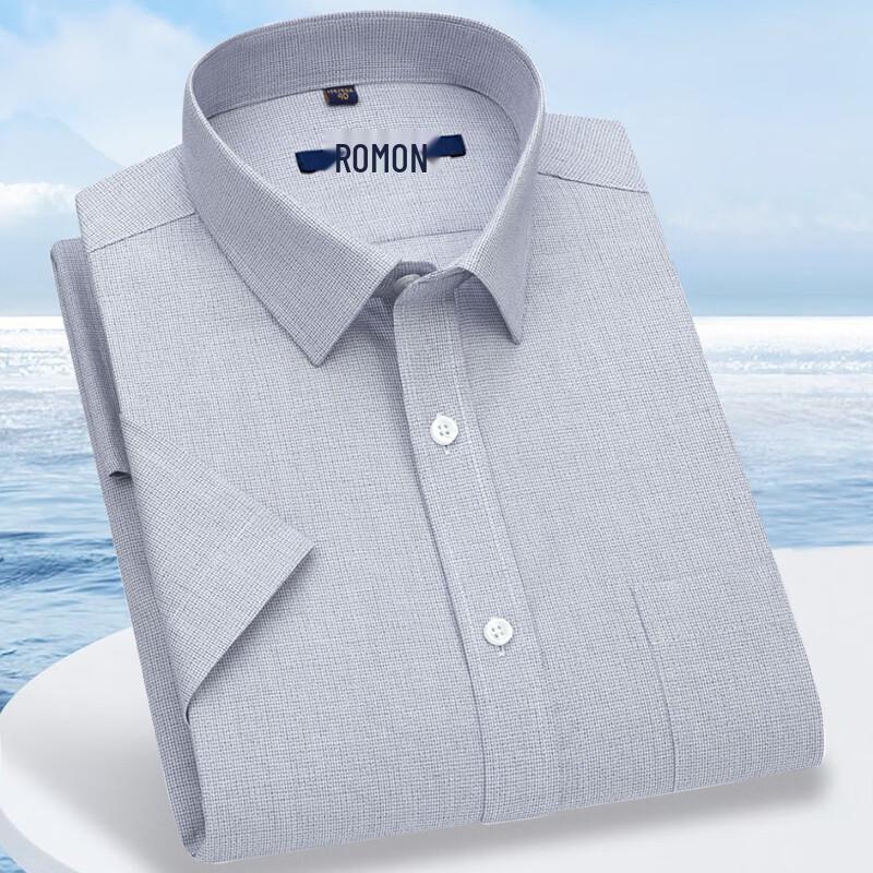 ROMON Men s Short Sleeve Business Spread Collar Shirt 40
ROMON Men s Short Sleeve Business Spread Collar Shirt 40