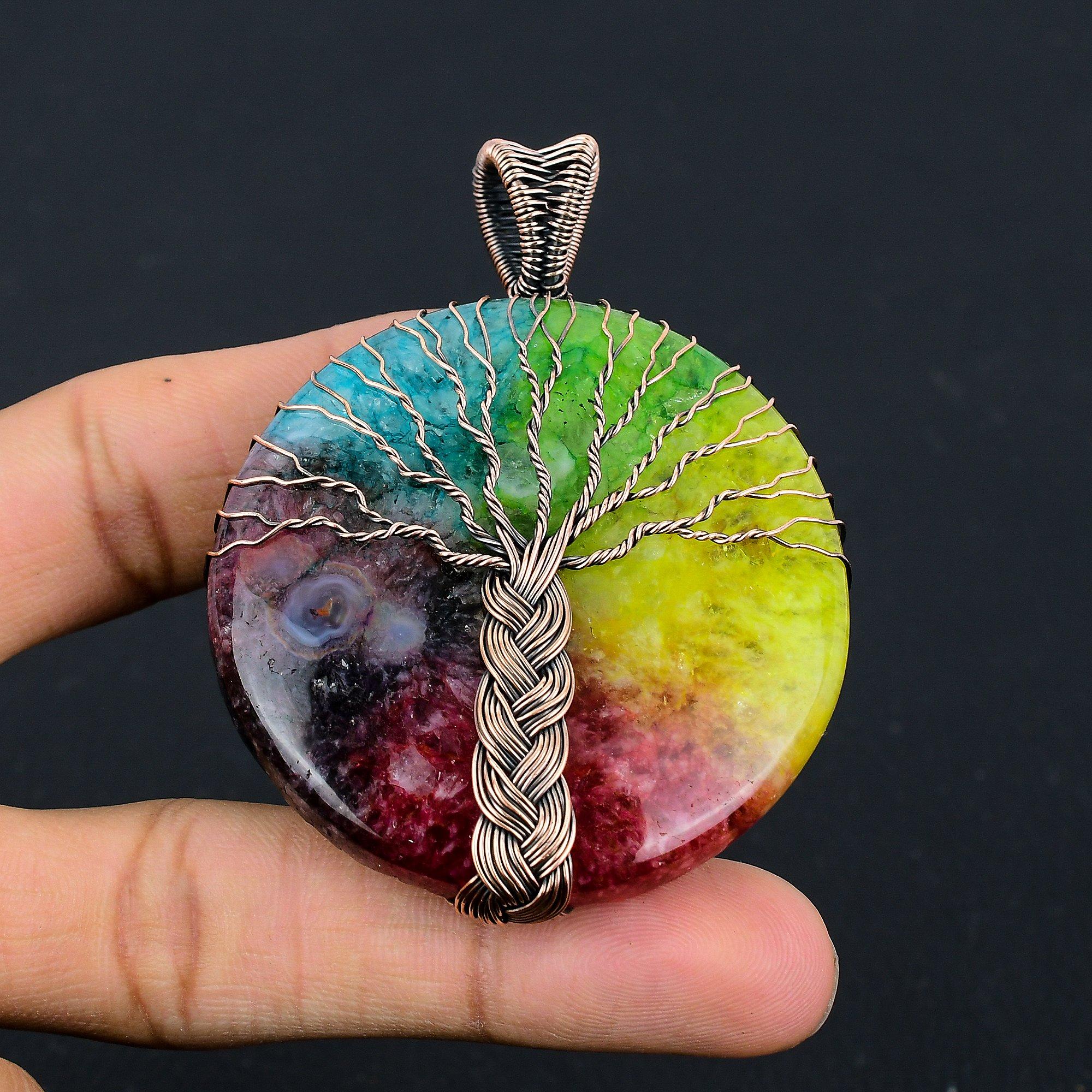 Tree Of Life Rainbow Solar Quartz 999 Copper Wire Wrapped Pendant, Handmade Gemstone Pendant Jewelry, Gifts For Wife Brand New Pendant 2.55 Inches
Tree Of Life Rainbow Solar Quartz 999 Copper Wire Wrapped Pendant, Handmade Gemstone Pendant Jewelry, Gifts For Wife Brand New Pendant 2.55 Inches