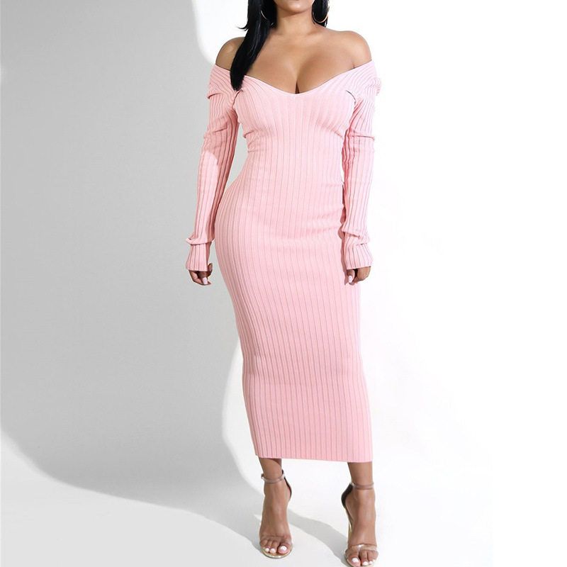 European and American Foreign Trade New Autumn and Winter Style V-Neck Base Dress, Long Over-The-Knee Waist-Cinching Bodycon Dress for Women Pink XL
European and American Foreign Trade New Autumn and Winter Style V-Neck Base Dress, Long Over-The-Knee Waist-Cinching Bodycon Dress for Women Pink XL