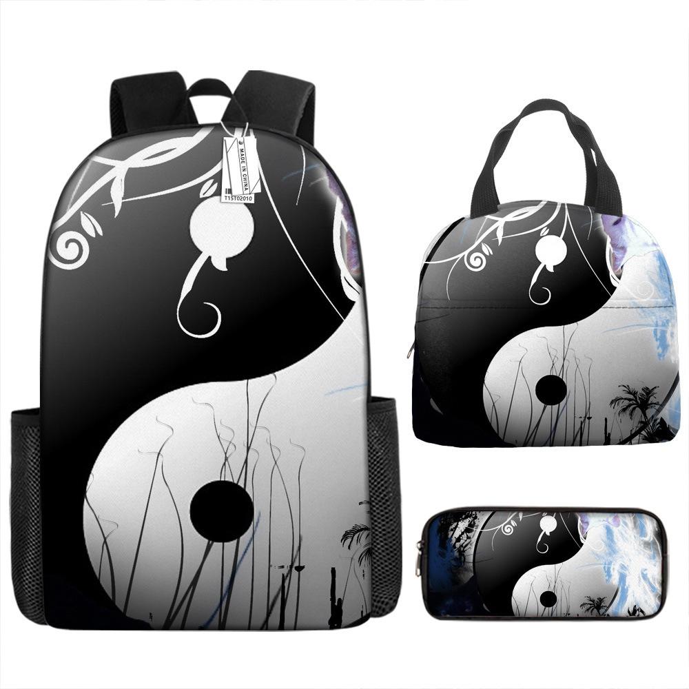 Детская сумка для книг с мультяшным принтом Тай Чи Инь Ян, рюкзак из трех предметов, сумка для обеда, сумка для льда, канцелярские принадлежности для начальной школы, сумка для ручек 
Детская сумка для книг с мультяшным принтом Тай Чи Инь Ян, рюкзак из трех предметов, сумка для обеда, сумка для льда, канцелярские принадлежности для начальной школы, сумка для ручек