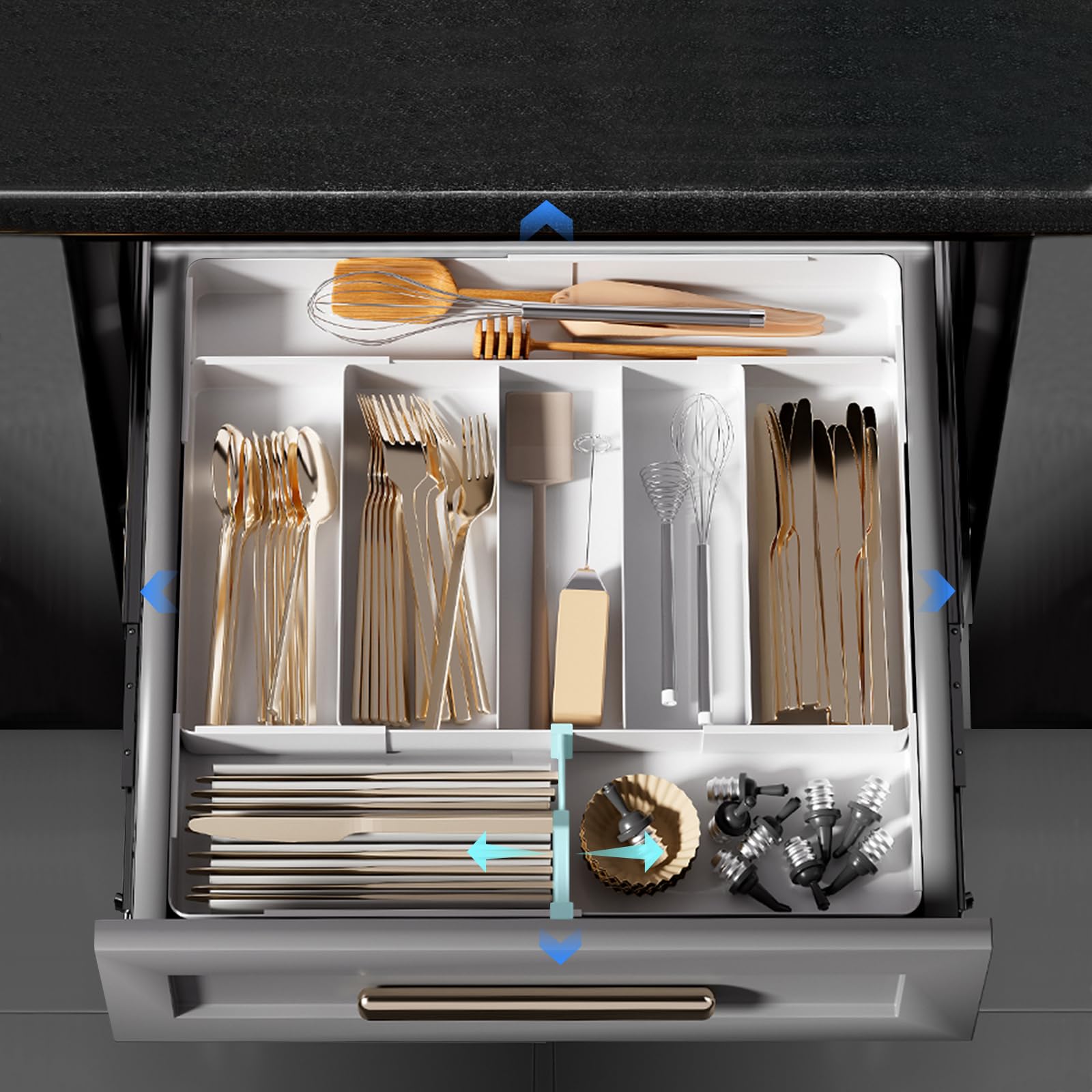 Cutlery Case and Cutlery Extendable Drawer with Easy to Kitchen x x White (Extendable Adjustable) Tray, 4-Sided Dividers, Clean, Storage, Drawer, білий
Cutlery Case and Cutlery Extendable Drawer with Easy to Kitchen x x White (Extendable Adjustable) Tray, 4-Sided Dividers, Clean, Storage, Drawer, білий