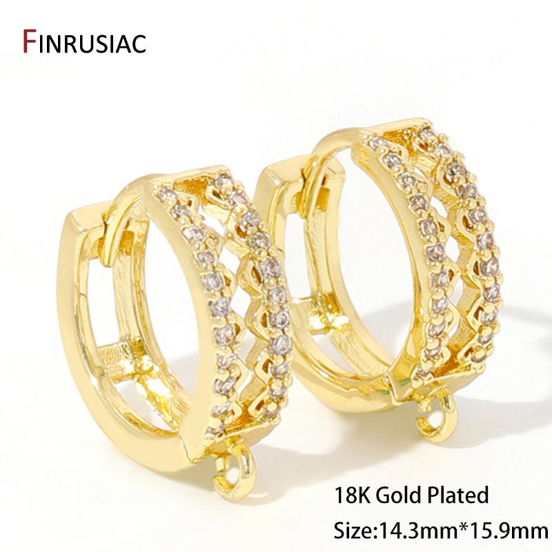 18K Gold Plated Round Zircon Hoop Earrings Hooks,Brass Ear Wire Earring Fixtures For DIY Women s Earring Making Accessories 1 pair
18K Gold Plated Round Zircon Hoop Earrings Hooks,Brass Ear Wire Earring Fixtures For DIY Women s Earring Making Accessories 1 pair