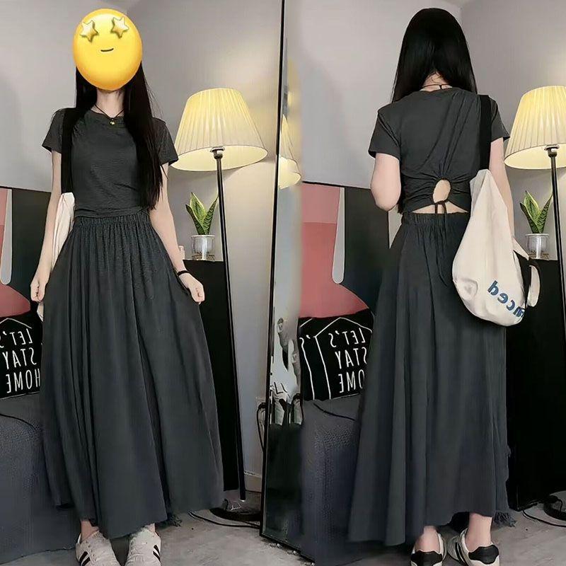 Women’s Summer Spicy Sweet Lace-up Two-Piece Set: Short Sleeve T-shirt & Long Skirt S (80-95 jin)
Women’s Summer Spicy Sweet Lace-up Two-Piece Set: Short Sleeve T-shirt & Long Skirt S (80-95 jin)