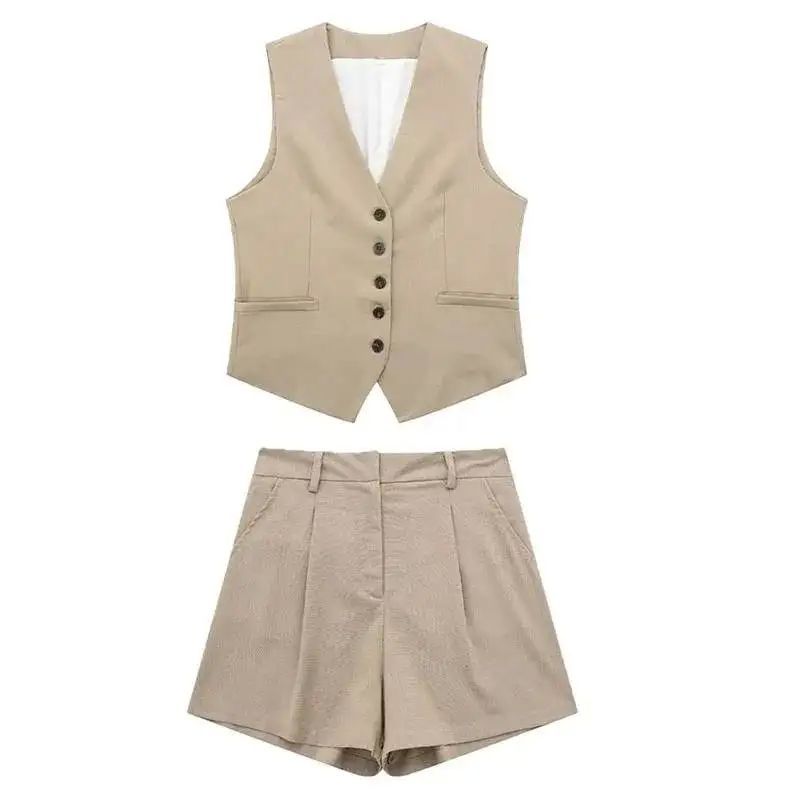 Casual V-neck Vest Shorts Set Casual V-neck Vest Vest Loose Shorts Suit khaki suit L
Casual V-neck Vest Shorts Set Casual V-neck Vest Vest Loose Shorts Suit khaki suit L