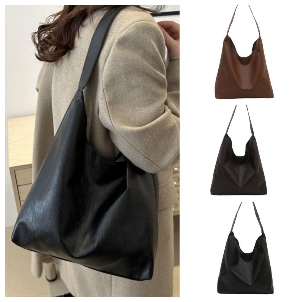 Large Capacity Soft PU Shoulder Bag Solid Color Underarm Bag Classic Women Handbag Shopping кавовий
Large Capacity Soft PU Shoulder Bag Solid Color Underarm Bag Classic Women Handbag Shopping кавовий