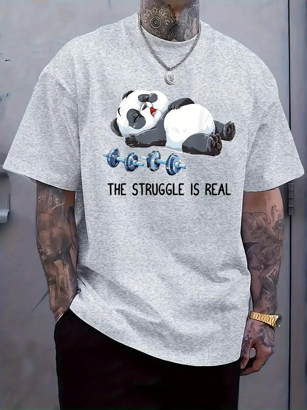 Casual Crew Neck T-shirt with Panda Fitness Struggle Print S
Casual Crew Neck T-shirt with Panda Fitness Struggle Print S
