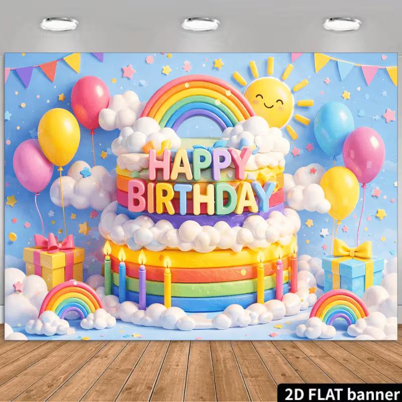 2D Flat Printed Cartoon Birthday Backdrop, Rainbow Cake & Gift Photography Background 47.2x31.5inch/120*80cm
2D Flat Printed Cartoon Birthday Backdrop, Rainbow Cake & Gift Photography Background 47.2x31.5inch/120*80cm