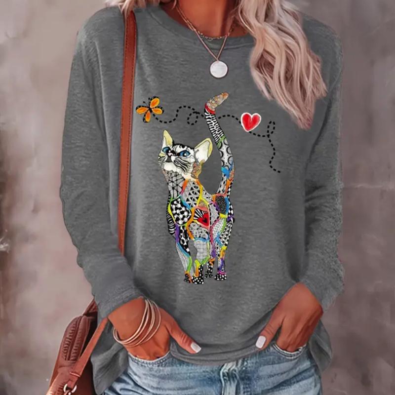 Топы для женщин с принтом «Кошка, гоняющаяся за бабочками», футболка с круглым вырезом и длинными рукавами, осенний повседневный тонкий пуловер, женский топ с длинными рукавами 8XL
Топы для женщин с принтом «Кошка, гоняющаяся за бабочками», футболка с круглым вырезом и длинными рукавами, осенний повседневный тонкий пуловер, женский топ с длинными рукавами 8XL