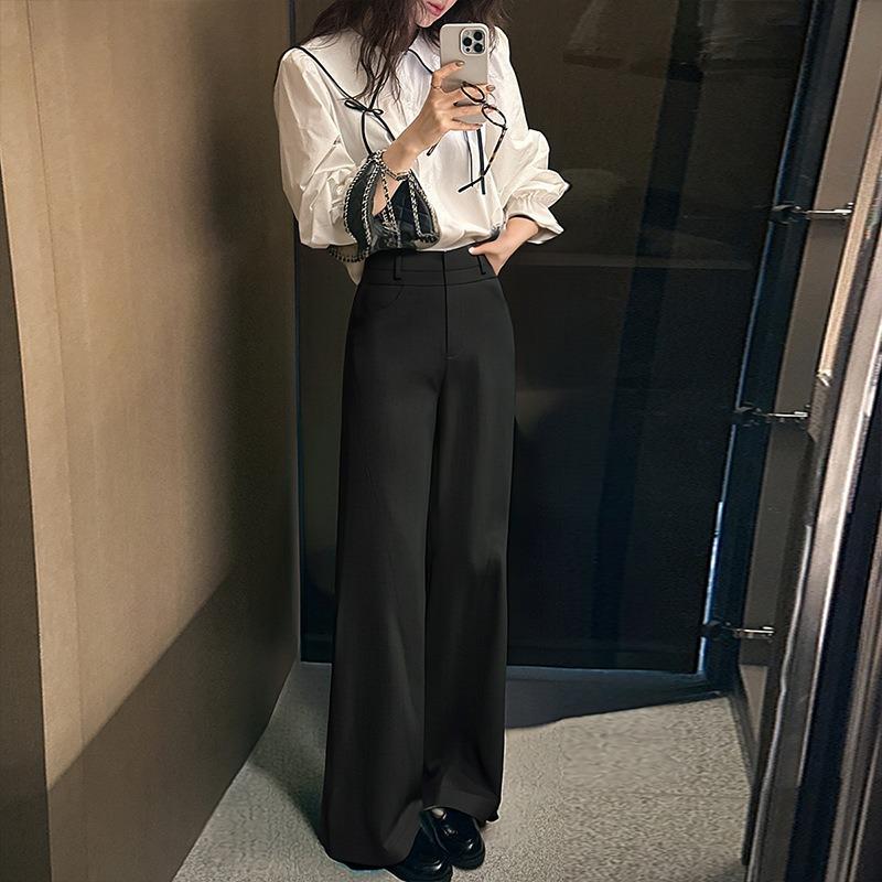 French Design Straight-leg Trousers for Women with Crotch-covering and Slightly Flared Wide-leg Trousers with Drapey Casual S чёрный
French Design Straight-leg Trousers for Women with Crotch-covering and Slightly Flared Wide-leg Trousers with Drapey Casual S чёрный