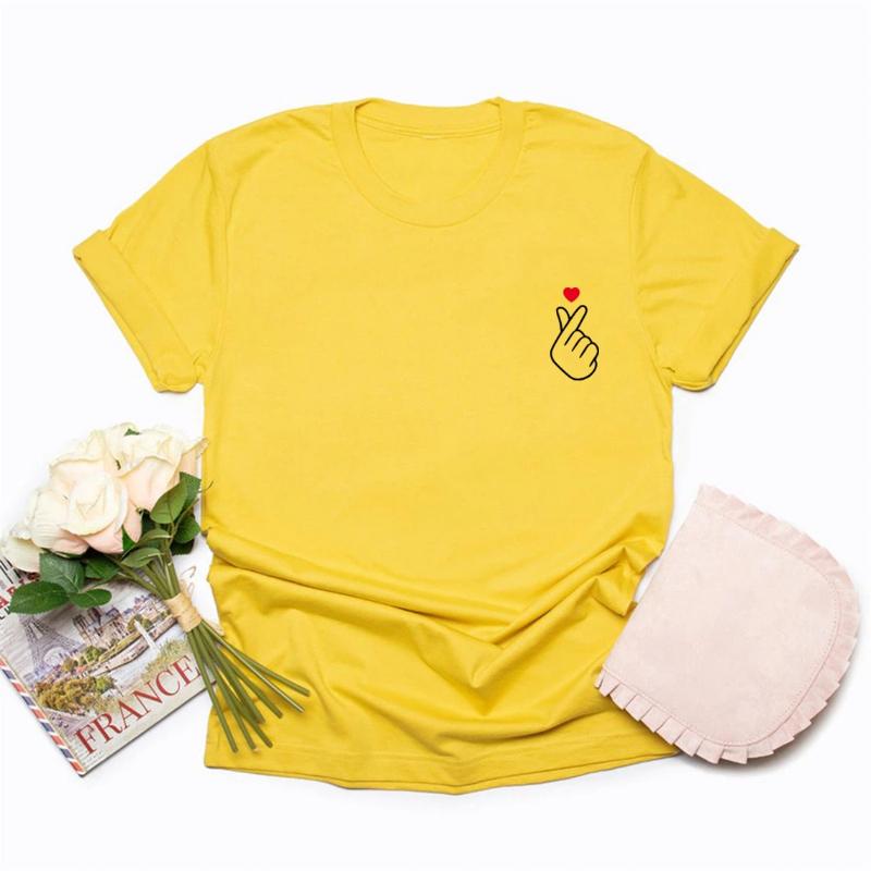T-shirt Korean Finger Heart Shirt Women Graphic T Shirts Cute Tee Short Sleeve Female Tops XL жовтий
T-shirt Korean Finger Heart Shirt Women Graphic T Shirts Cute Tee Short Sleeve Female Tops XL жовтий