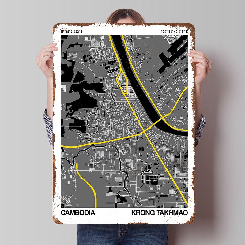 Krong Takhmao City Street Map Poster Customized Wall Art Vintage Metal Signs Retro Tin Plaque for Man Cave Gamer Room Decoration 20x30cm(7.8x11.8inch)
Krong Takhmao City Street Map Poster Customized Wall Art Vintage Metal Signs Retro Tin Plaque for Man Cave Gamer Room Decoration 20x30cm(7.8x11.8inch)