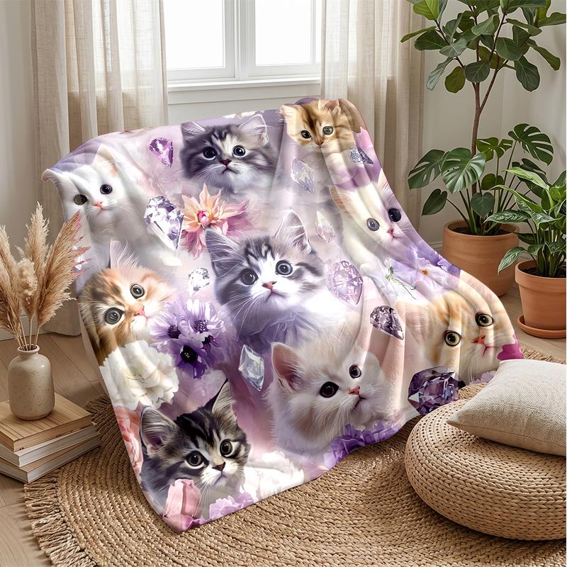 Cats with Rainbow Flowers blanket Personalized Name Flannel Blanket Soft Cozy Plush Throw for Sofa Bed Lightweight Home Decor 75x90cm
Cats with Rainbow Flowers blanket Personalized Name Flannel Blanket Soft Cozy Plush Throw for Sofa Bed Lightweight Home Decor 75x90cm
