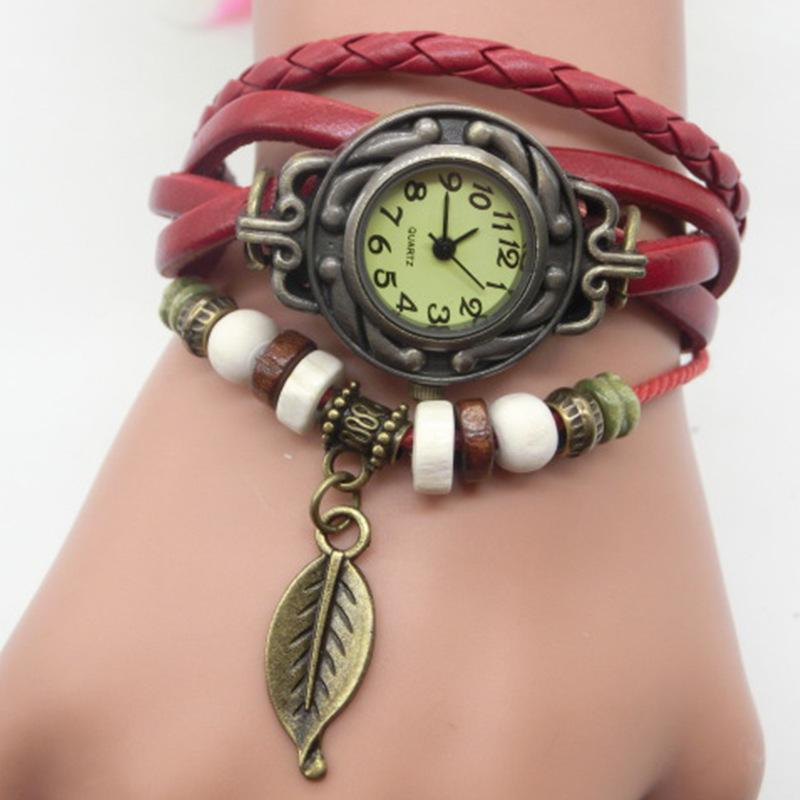 Vintage Leaf Watch, Hand-Woven Bronze Versatile Vintage Leather Ladies Bracelet Watch 795 красный
Vintage Leaf Watch, Hand-Woven Bronze Versatile Vintage Leather Ladies Bracelet Watch 795 красный