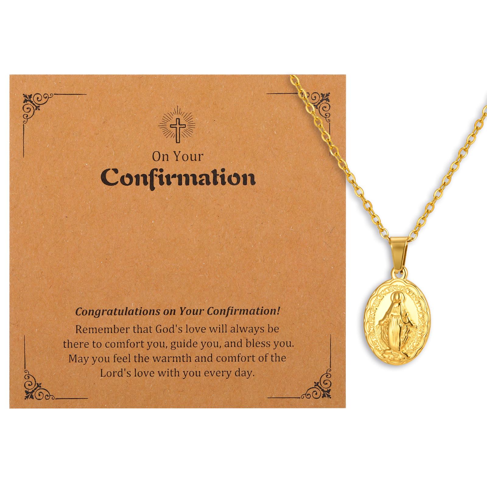 Virgin Mary with Zirconia Cross Pendant Necklace, Hypoallergenic Non Tarnish Catholic First Communion Baptism Gifts
Virgin Mary with Zirconia Cross Pendant Necklace, Hypoallergenic Non Tarnish Catholic First Communion Baptism Gifts