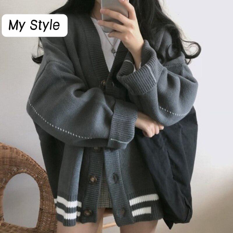 Женский вязаный свитер, винтажный свитер с v-образным вырезом, осень-зима, корейский кардиган, Harajuku, однотонный кардиган больших размеров, трикотаж 
Женский вязаный свитер, винтажный свитер с v-образным вырезом, осень-зима, корейский кардиган, Harajuku, однотонный кардиган больших размеров, трикотаж