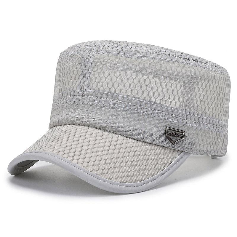 Сетчатая мужская летняя кепка с тонким козырьком, дышащая, солнцезащитная бейсболка, универсальная мужская шляпа с плоским верхом для отдыха на природе Adjustable светло-серый
