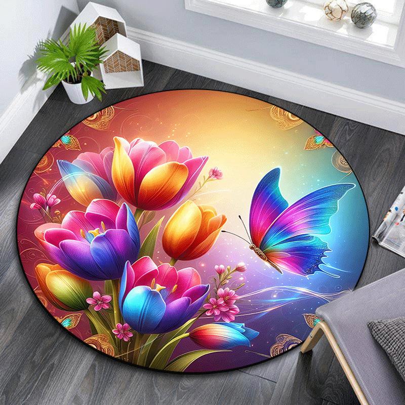 1pc Soft, Absorbent & Non Slip Beautiful flowers and butterfliesRound Rug Soft Circle Rug for Living Room & Bedroom Decor, Chair Mats, and U 80cm by 80cm
1pc Soft, Absorbent & Non Slip Beautiful flowers and butterfliesRound Rug Soft Circle Rug for Living Room & Bedroom Decor, Chair Mats, and U 80cm by 80cm