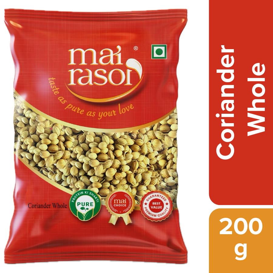 MAI RASOI Whole Coriander Seeds 200 g Aromatic Sabut Dhaniya For Curry Blends Seasoning And Everyday Cooking Meals
MAI RASOI Whole Coriander Seeds 200 g Aromatic Sabut Dhaniya For Curry Blends Seasoning And Everyday Cooking Meals