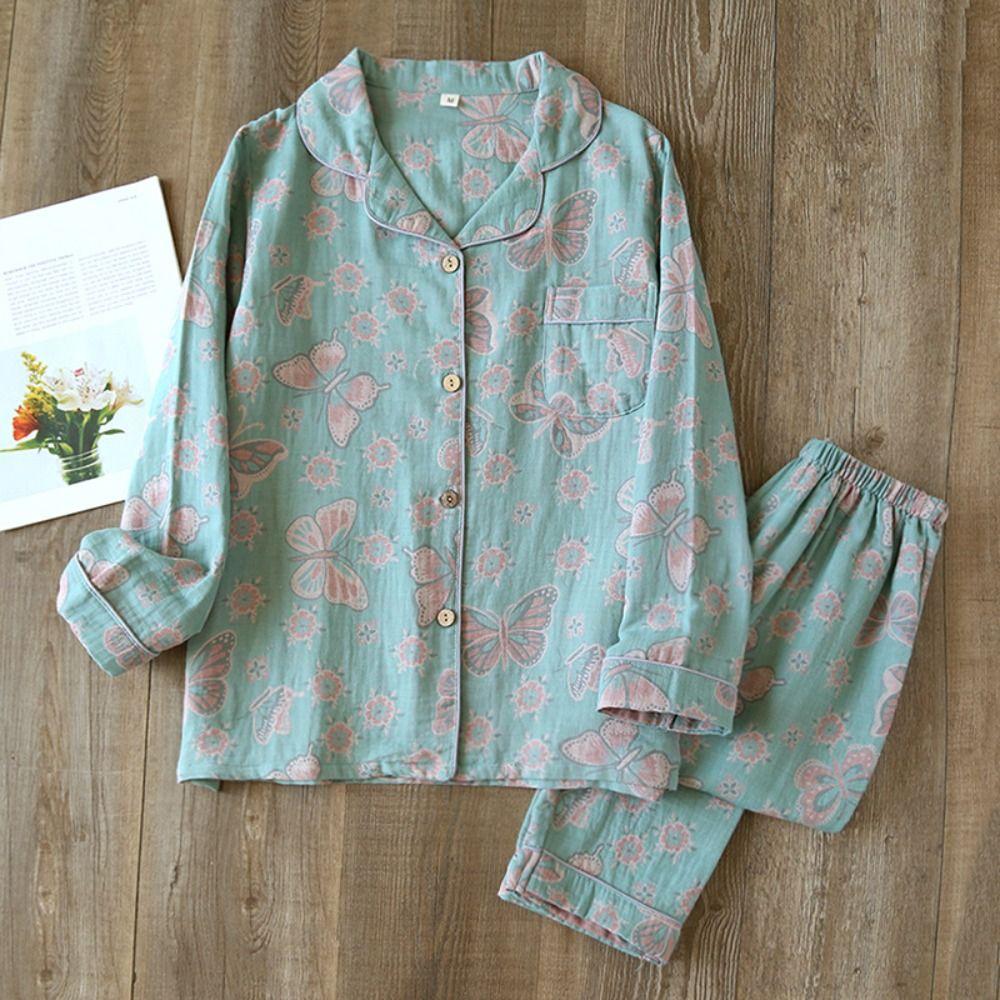 Leaf Cotton Pajamas Women Butterfly Long Sleeve Nightwear Two Piece Pyjamas Set Fall Winter L-Style F
Leaf Cotton Pajamas Women Butterfly Long Sleeve Nightwear Two Piece Pyjamas Set Fall Winter L-Style F