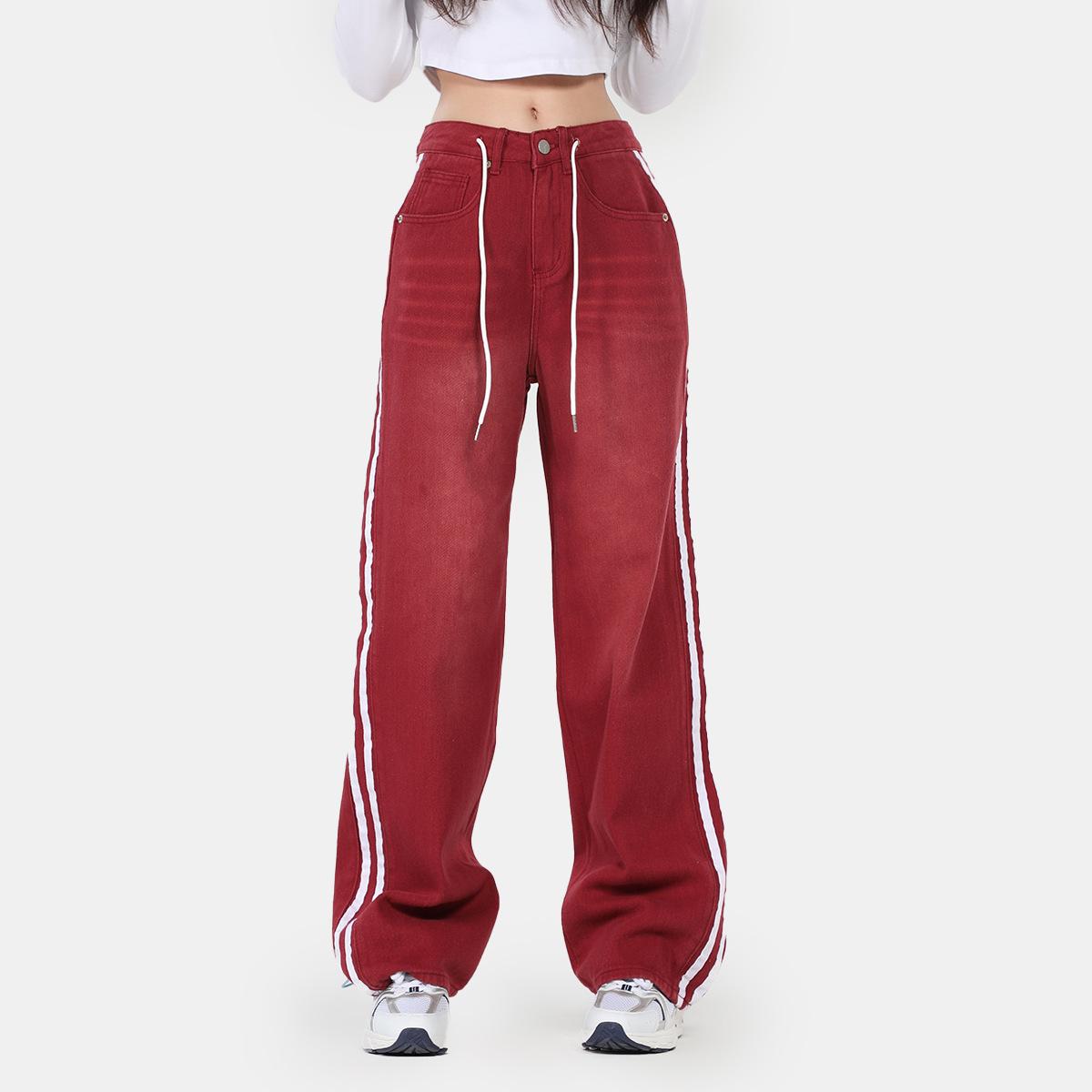 Красные джинсы Женские свободные и узкие повседневные джинсы модного бренда с боковой полосой L красный
Красные джинсы Женские свободные и узкие повседневные джинсы модного бренда с боковой полосой L красный