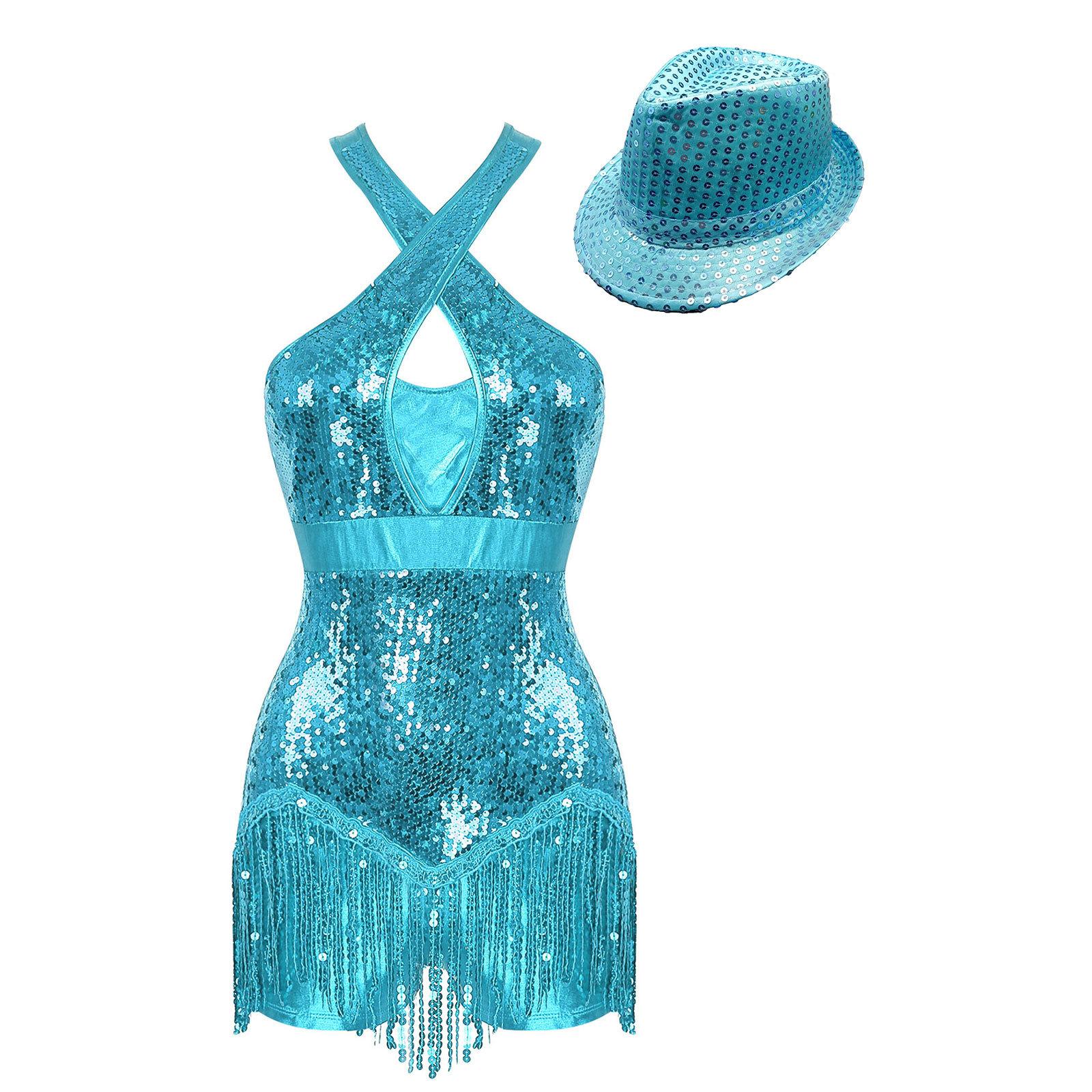 Womens Latin Fringe Bodysuit Cross Shoulder Straps Glittery Sequins Tassel Metallic Leotard Dance Hat S
Womens Latin Fringe Bodysuit Cross Shoulder Straps Glittery Sequins Tassel Metallic Leotard Dance Hat S
