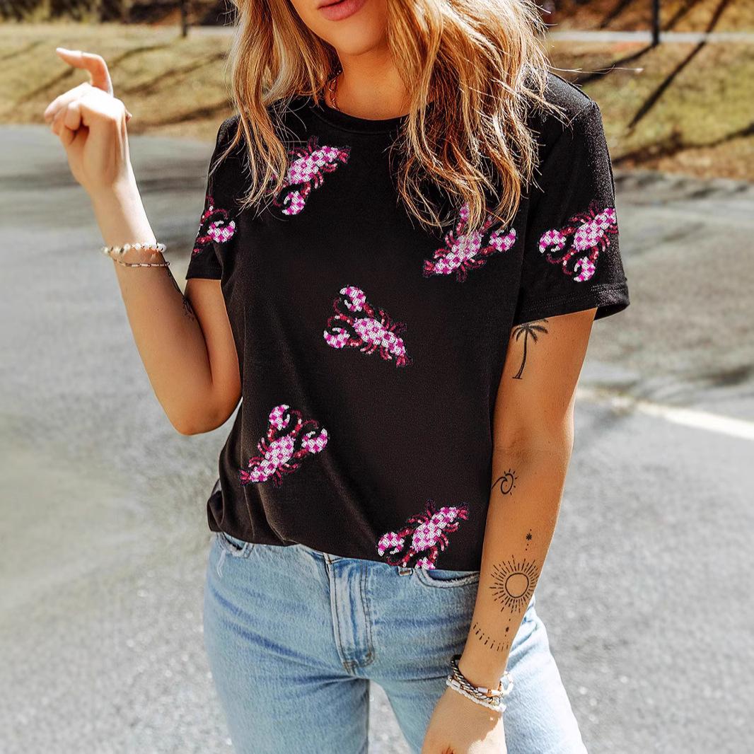 SHIYING Women s Summer Beaded Sequin Loose Fit T-Shirt - European & American Style, Round Neck, Short Sleeve XL чёрный
SHIYING Women s Summer Beaded Sequin Loose Fit T-Shirt - European & American Style, Round Neck, Short Sleeve XL чёрный