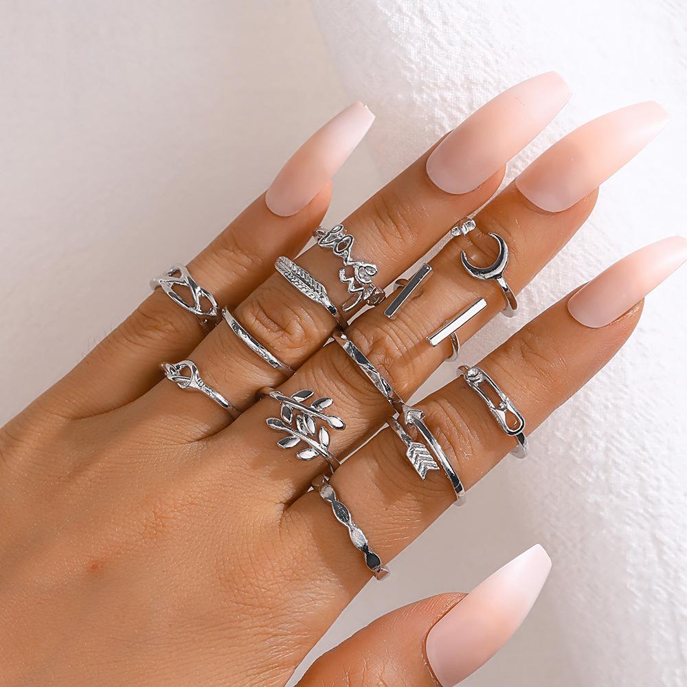 English Ring, Personalized Leaves English Letters Love Open Knot Ring 12-Piece Set
English Ring, Personalized Leaves English Letters Love Open Knot Ring 12-Piece Set
