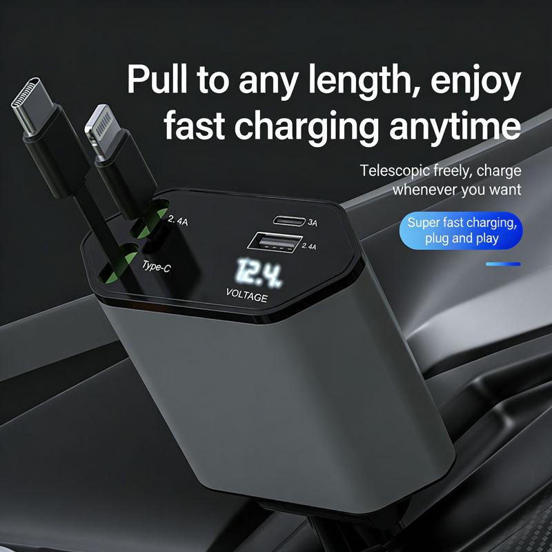 Car Charger USB Type C Adaptor 120W Fast Charge Retractable Charging Cable with Cords QC Adapter Car Charger For Iphone Android
Car Charger USB Type C Adaptor 120W Fast Charge Retractable Charging Cable with Cords QC Adapter Car Charger For Iphone Android
