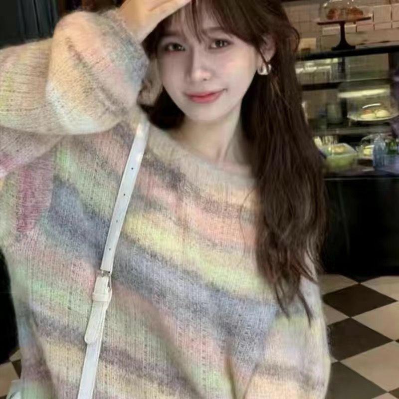 Пуловер, свитер, свободный сетчатый свитер во французском ленивом стиле, осень/зима, новый пуловер в полоску, свитер с длинными рукавами, женский топ One Size розовый
Пуловер, свитер, свободный сетчатый свитер во французском ленивом стиле, осень/зима, новый пуловер в полоску, свитер с длинными рукавами, женский топ One Size розовый