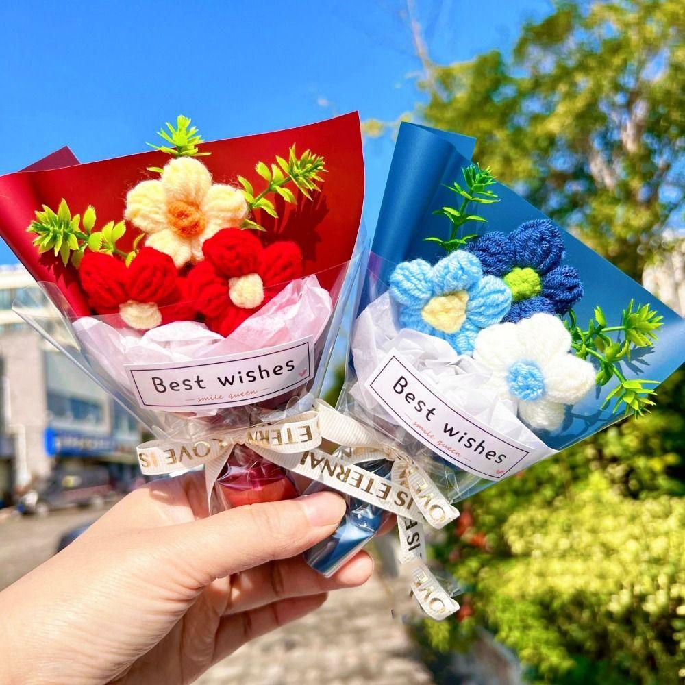 Cartoon Flower DIY Bouquet Knitted Knit Mini Flower Bouquet Toy Flower Plush Bouquet Student Gift зелений 
Cartoon Flower DIY Bouquet Knitted Knit Mini Flower Bouquet Toy Flower Plush Bouquet Student Gift зелений