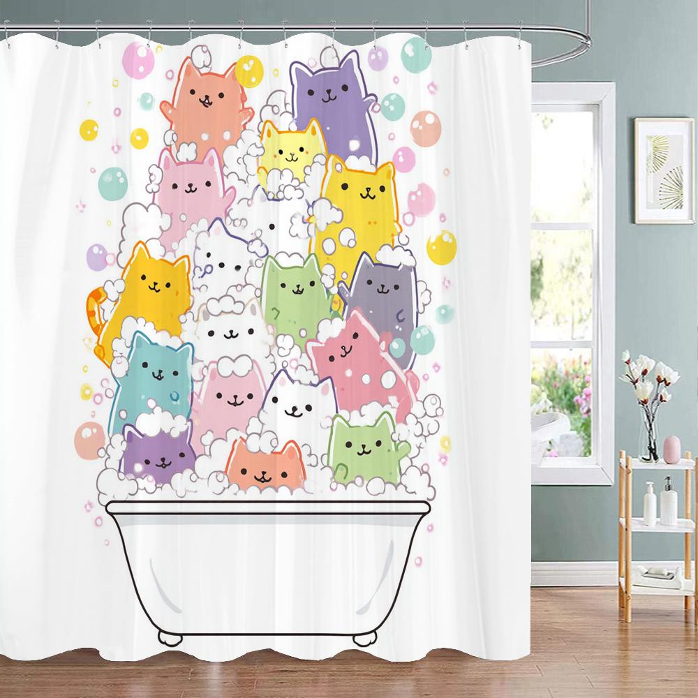 Cute Bathing Cats Art Cartoon Shower Curtain, Bathroom Decorative Shower Curtain, Waterproof Shower Curtain With Hooks W60H190(CM)-1 Pcs
Cute Bathing Cats Art Cartoon Shower Curtain, Bathroom Decorative Shower Curtain, Waterproof Shower Curtain With Hooks W60H190(CM)-1 Pcs