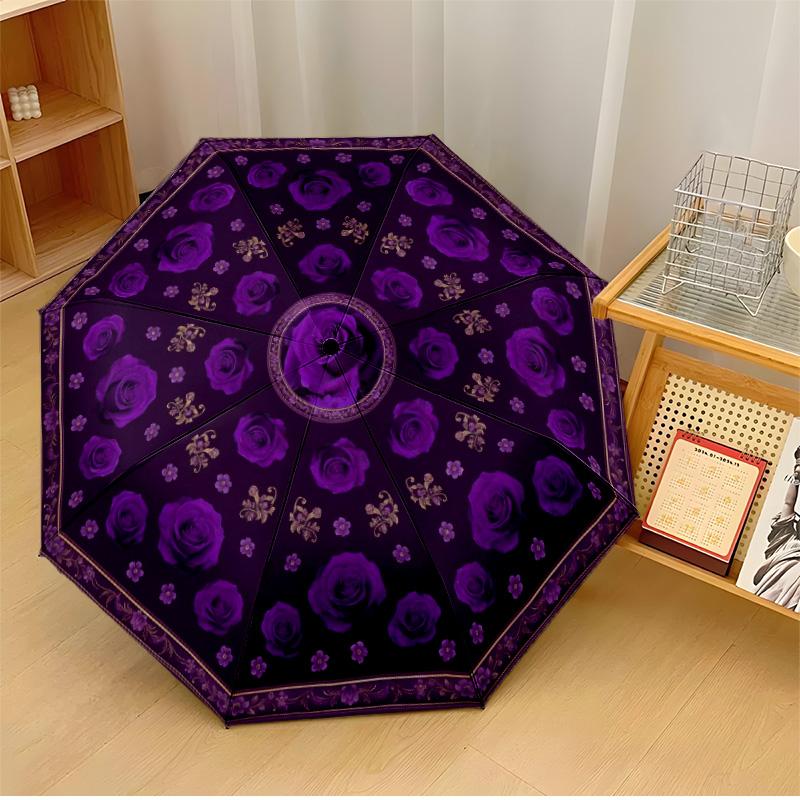 Purple Rose Mandala Theme Automatic Umbrella Compact 8-Rib Design Sturdy Construction Durable Umbrella Stylish Accessory
Purple Rose Mandala Theme Automatic Umbrella Compact 8-Rib Design Sturdy Construction Durable Umbrella Stylish Accessory