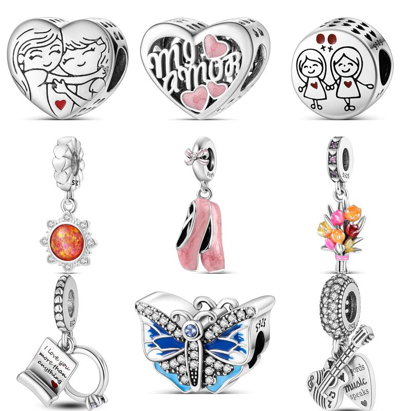 S925 Sterling Silver Sister Bouquet Sun Shoes Love Ring Guitar Fine Beads Fit Original Charms Bracelet DIY Luxury Jewelry
S925 Sterling Silver Sister Bouquet Sun Shoes Love Ring Guitar Fine Beads Fit Original Charms Bracelet DIY Luxury Jewelry