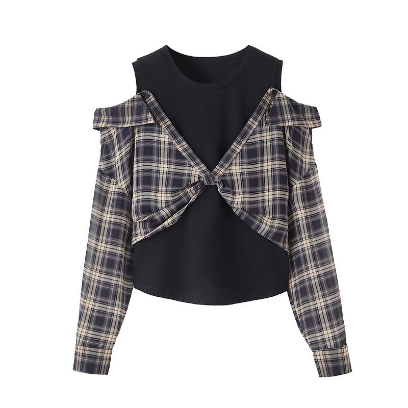 2025 Spring Women s Plus Size Plaid Patchwork Long Sleeve Trendy T-shirt XL 120-135 lbs чёрный
2025 Spring Women s Plus Size Plaid Patchwork Long Sleeve Trendy T-shirt XL 120-135 lbs чёрный