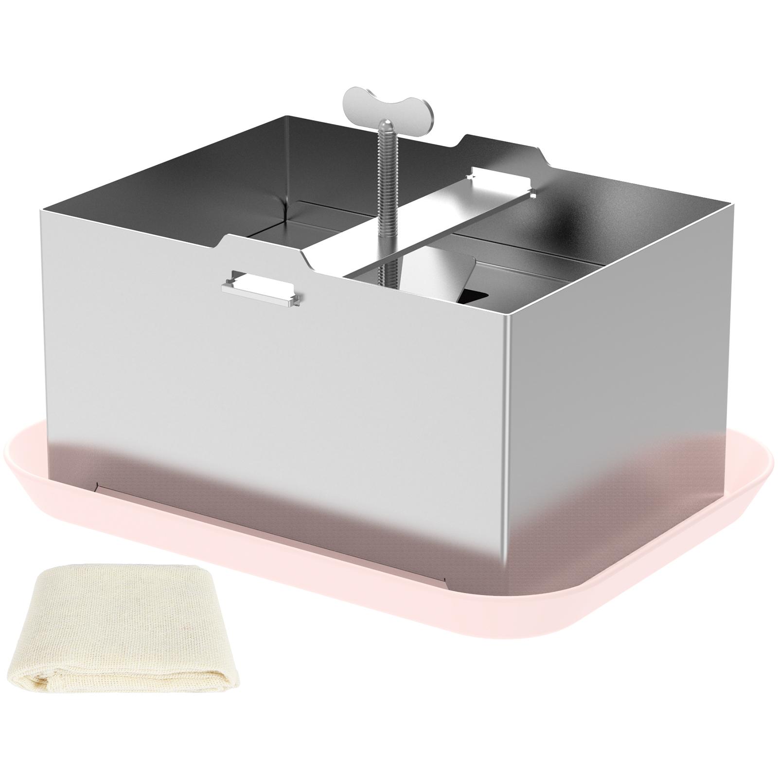 Stainless Steel Tofu Mold and White Cotton Gauze Cheesecloth DetachableSoybean Curd Tofu Making Mold Kitchen Cooking Tool
Stainless Steel Tofu Mold and White Cotton Gauze Cheesecloth DetachableSoybean Curd Tofu Making Mold Kitchen Cooking Tool