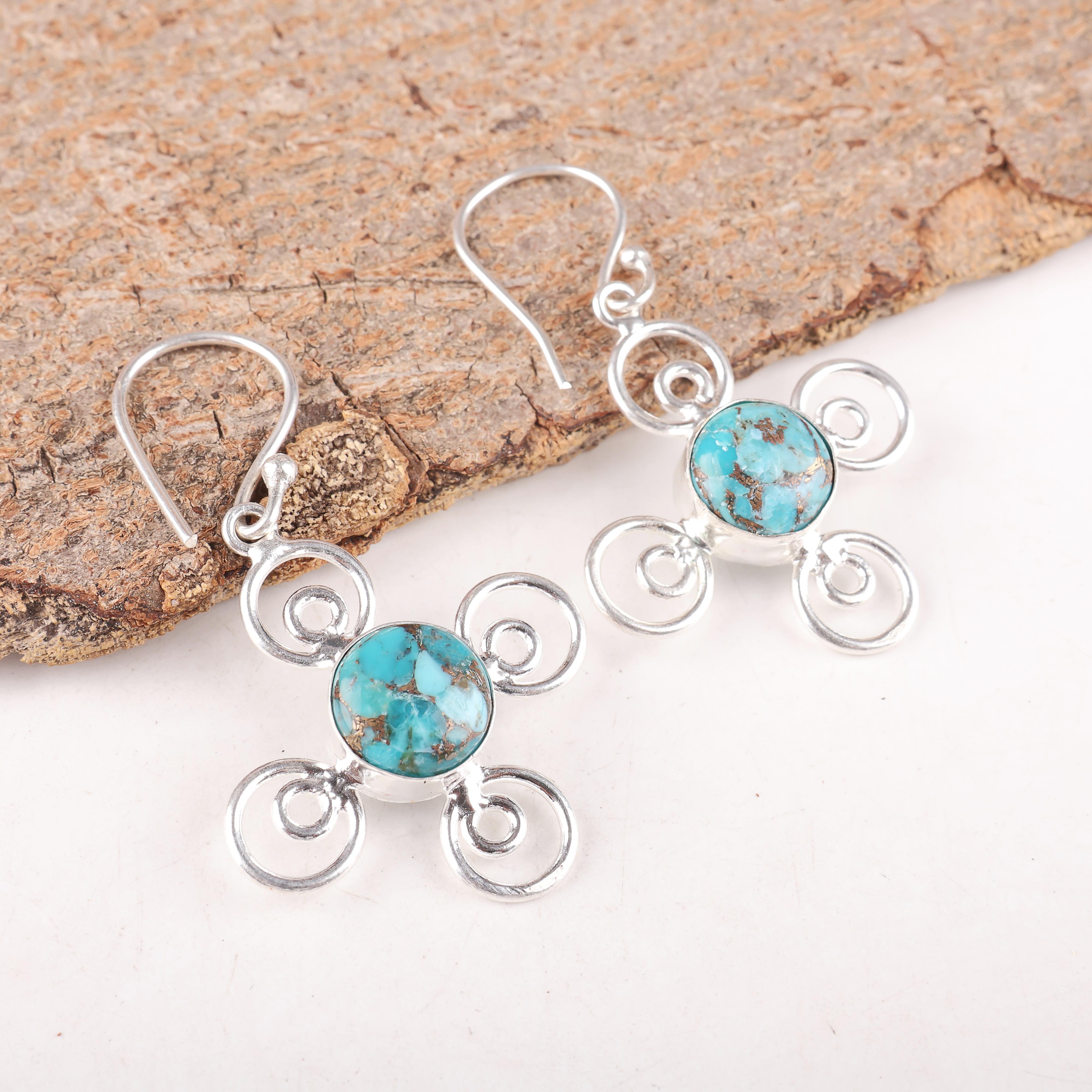 Blue Copper Turquoise Handmade Gemstone Earrings, 925 Solid Sterling Silver Earrings Bohemian Jewelry, For Engagement Gift 1.74 Inches синий
Blue Copper Turquoise Handmade Gemstone Earrings, 925 Solid Sterling Silver Earrings Bohemian Jewelry, For Engagement Gift 1.74 Inches синий